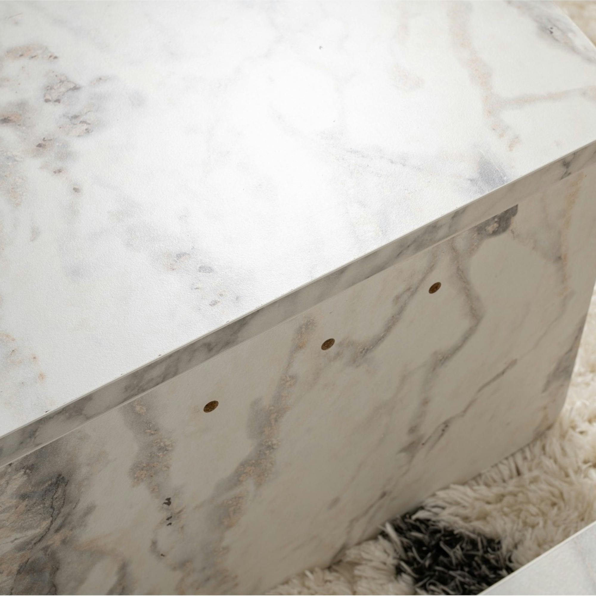 Table basse moderne effet marbre blanc - 2 hauteurs MARFA