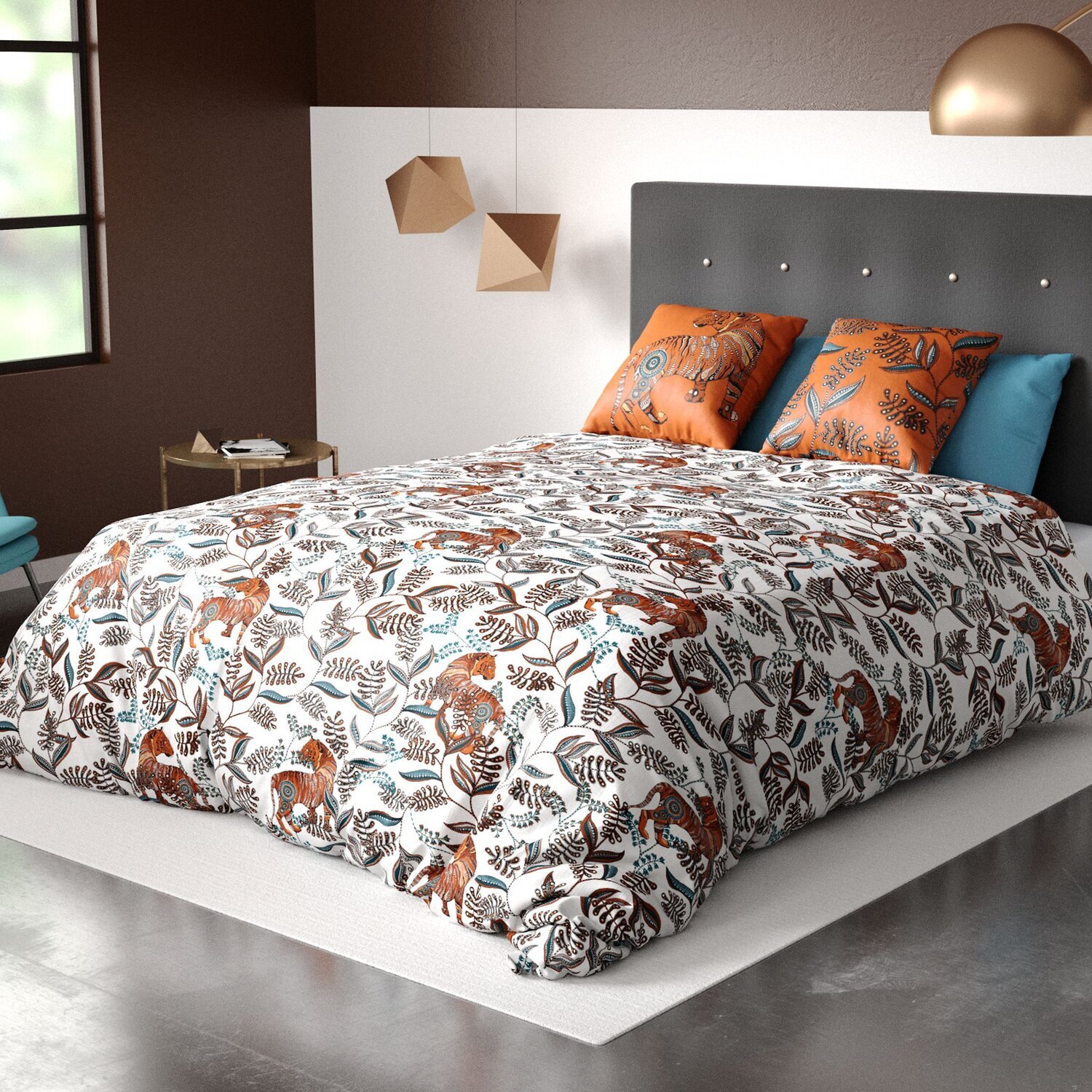 Parure de couette 3pcs 100% coton 57 fils/cm2-savane