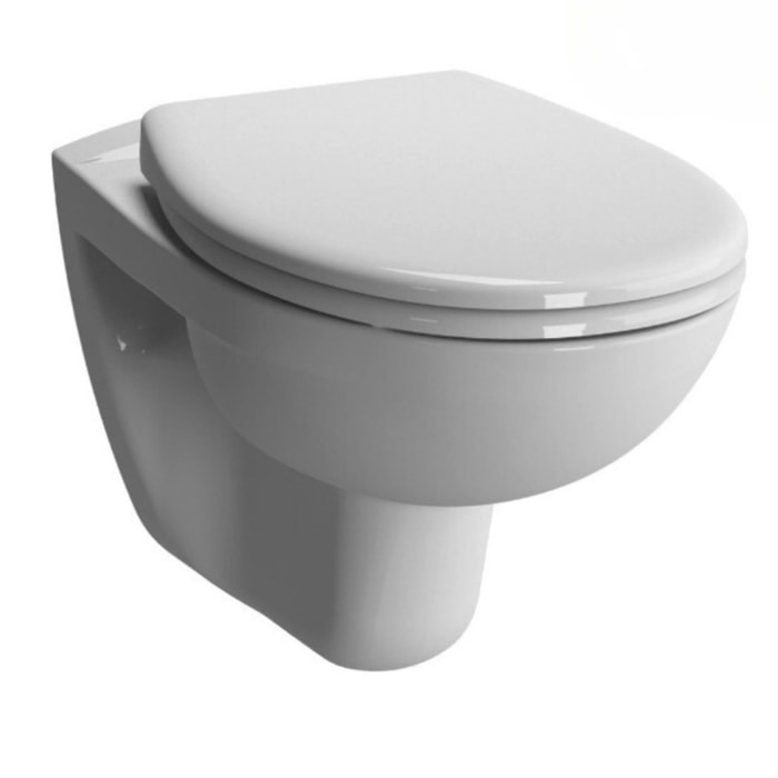 Pack Bati-support Geberit Duofix 112cm + WC suspendu Vitra Normus + Abattant softclose + Plaque blanche (NormusGeb1)