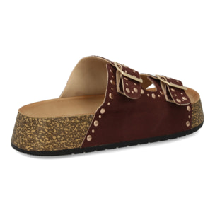 Sandalia plana mujer hebillas y tachulas
