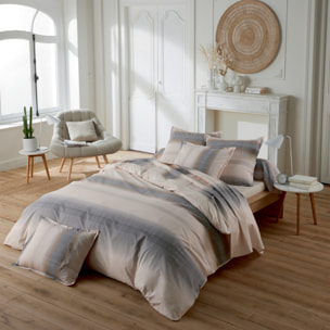 Taie d’oreiller percale de coton dégradé rayé - Beige