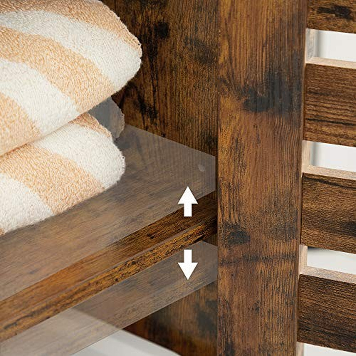 Colonna Bagno Loft in Legno Rustico con Ante a Persiana