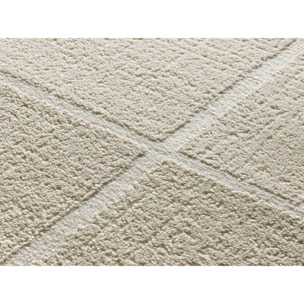 FLORA Alfombra geomÃ©trica con relieve en tonos beige y gris, varias medidas disponibles