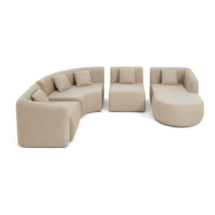 Ikare - canapé modulable d'angle droit - 5 places - avec méridienne - en tissu - Beige