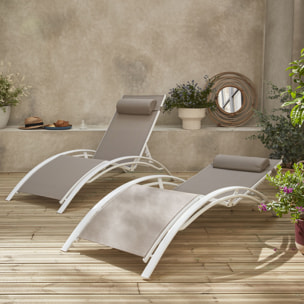 Bain de soleil aluminium multi positions (lot de 2) LOUISA