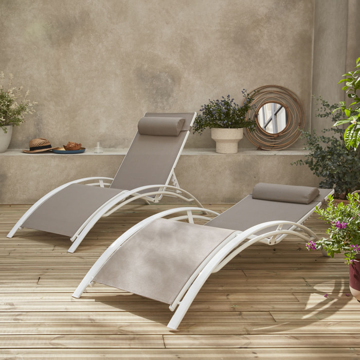 Bain de soleil aluminium multi positions (lot de 2) LOUISA