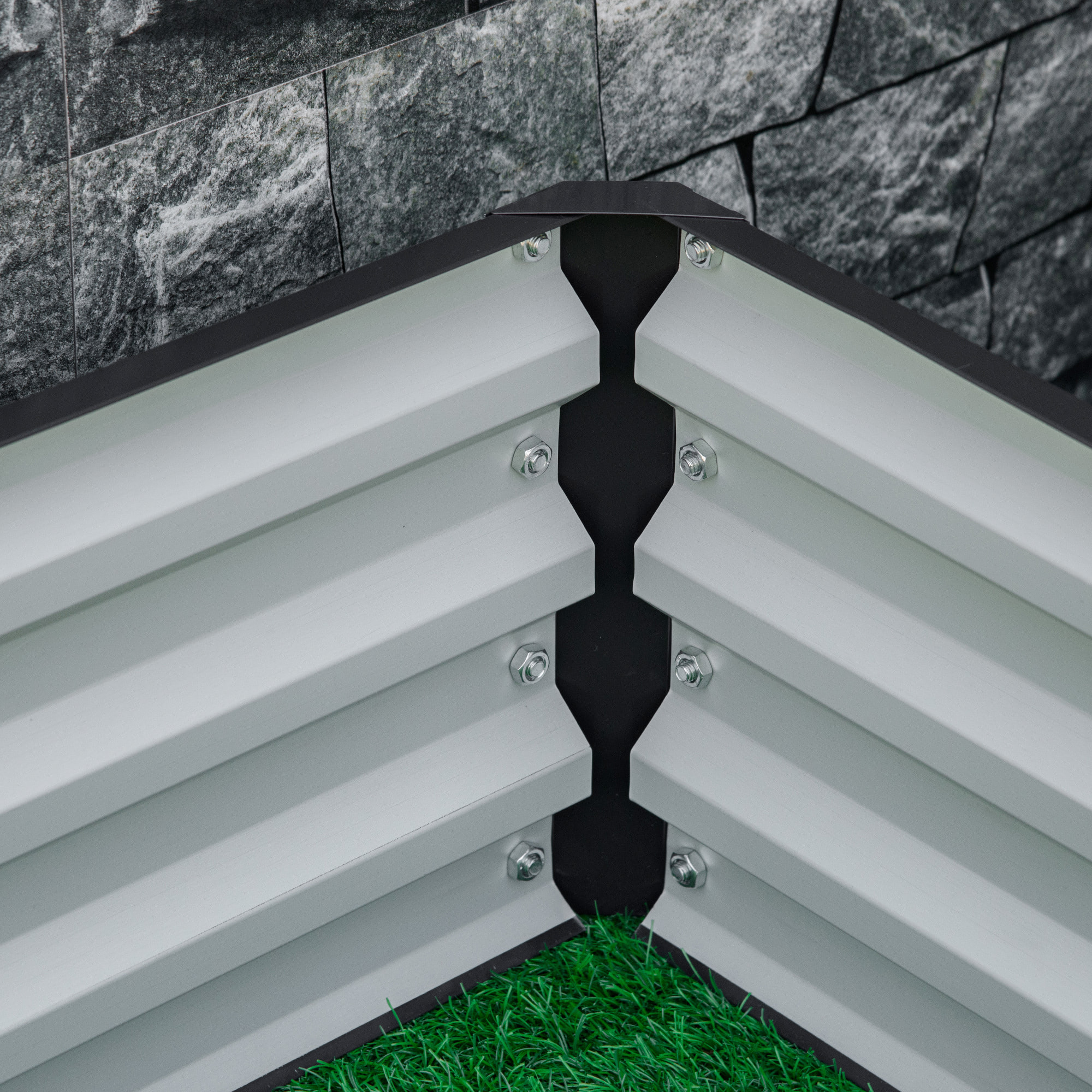 Carré potager de jardin dim. 120L x 120l x 30H cm tôle d'acier ondulée gris