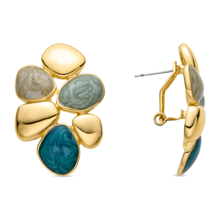 Pendientes de Resina Verde acabados en oro amarillo de 18K