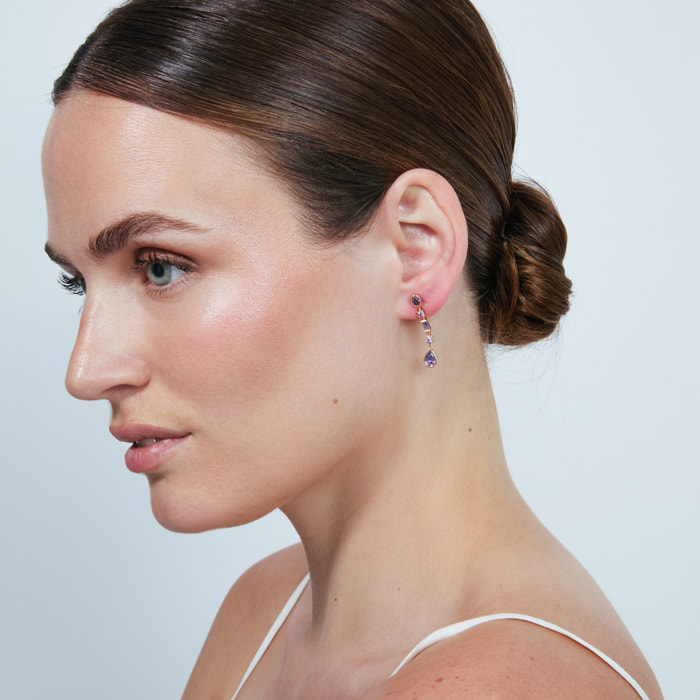 Pendientes Mobor acabado oro rosa 18k