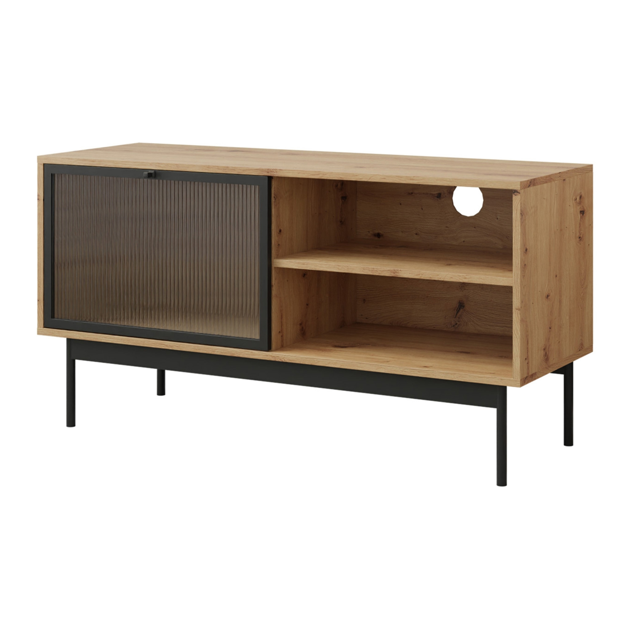 Lamia - meuble TV - bois et noir - 117 cm - Noir / Bois