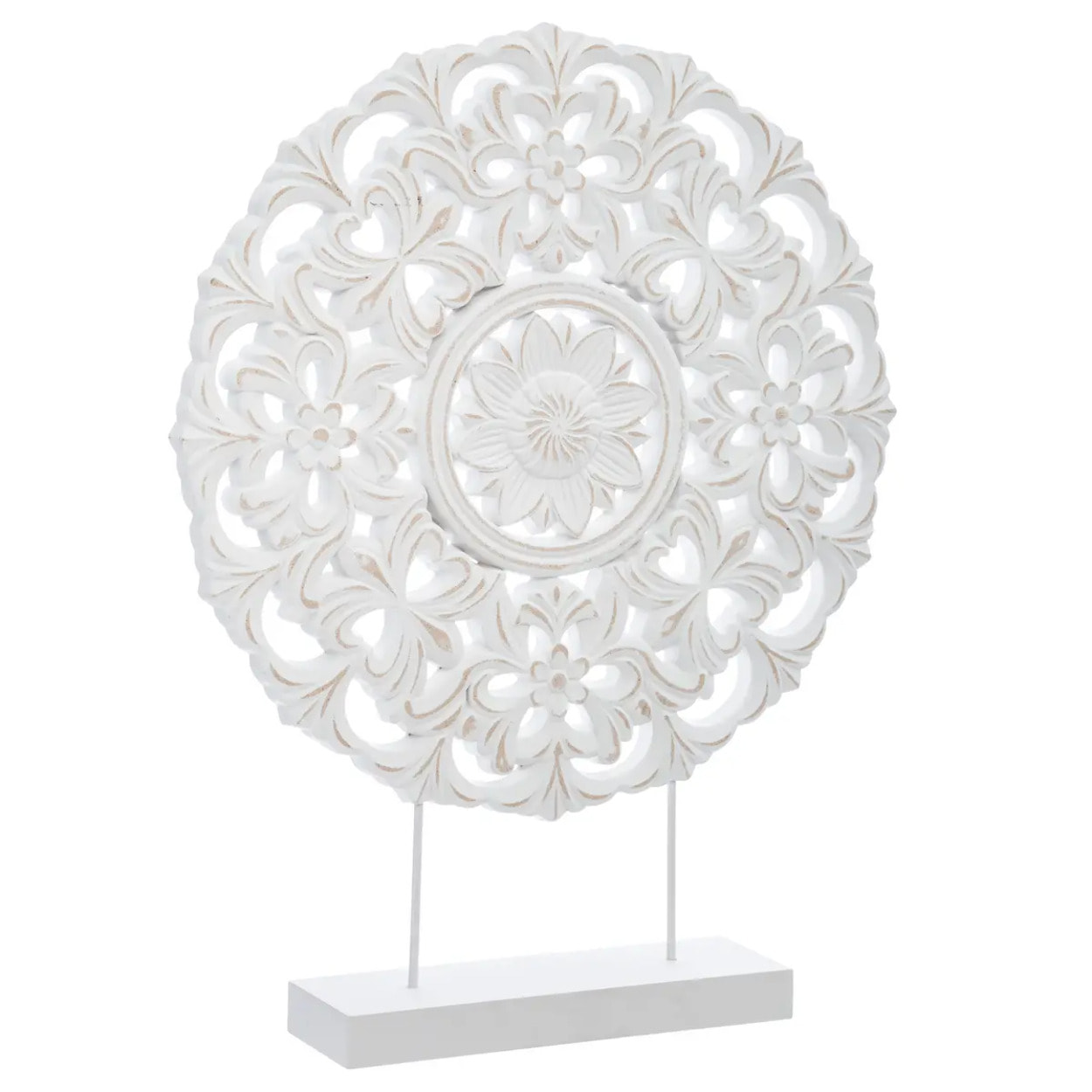 Cercle déco sculpté - métal - blanc - H48 cm