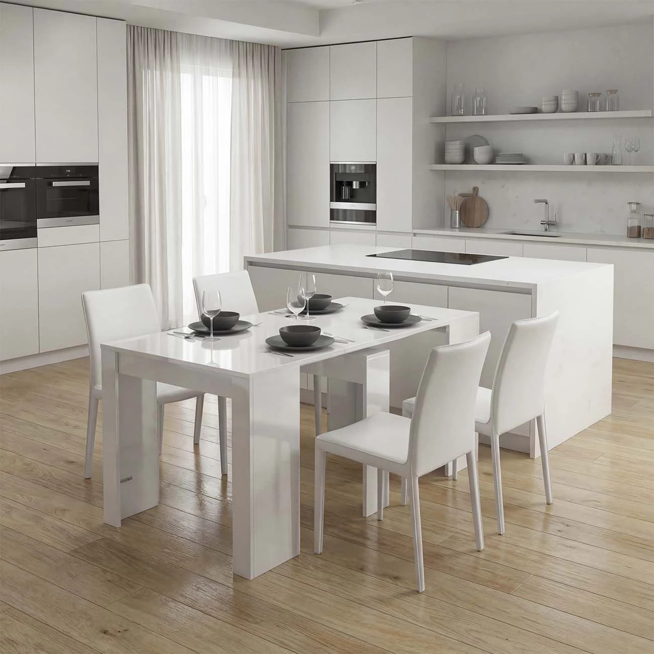 Mesa consola extensible en blanco 50-235x90 cm Denis Blanco