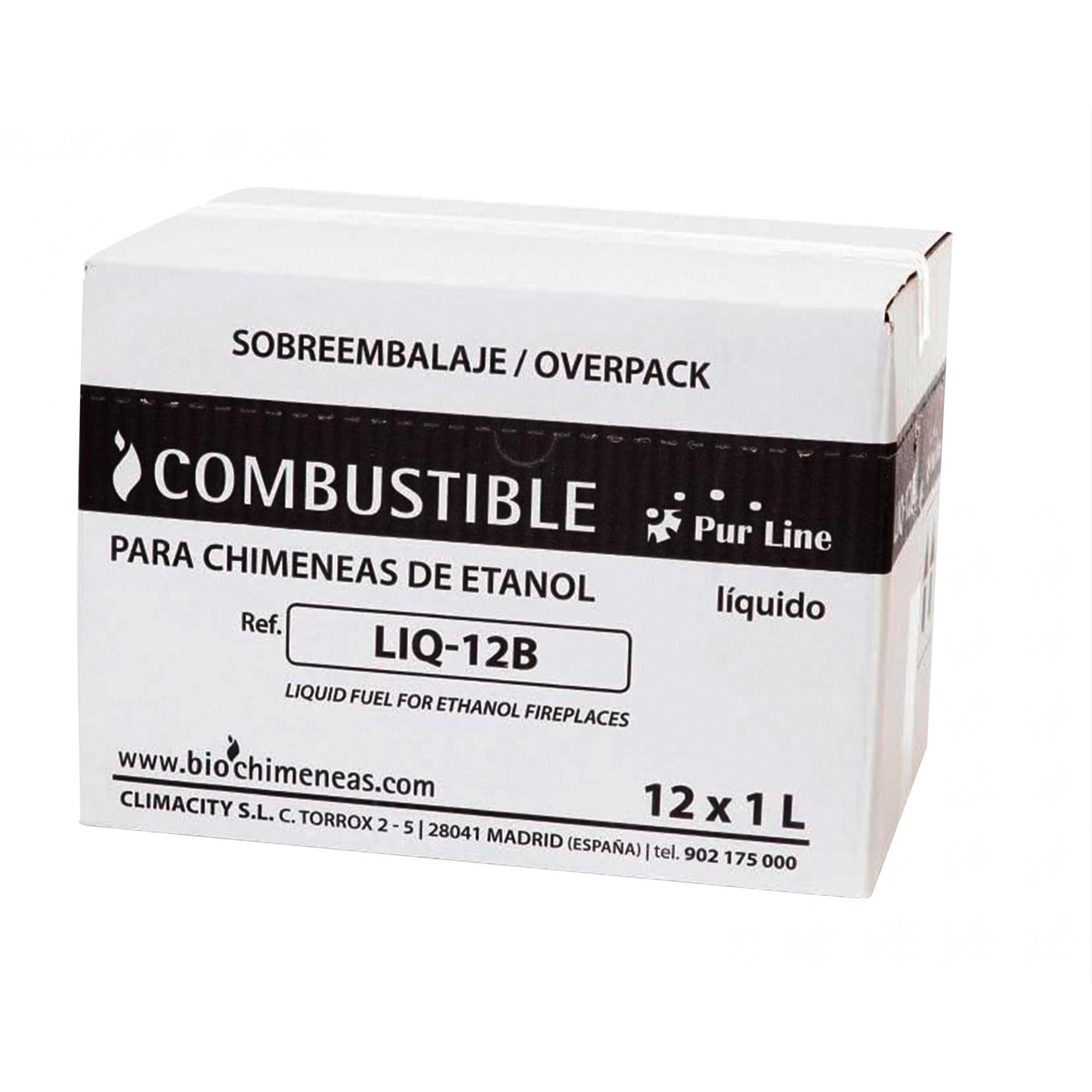 Combustible Etanol de origen natural aroma neutro  Caja 12 Botellas de 1L  BOT-12F PURLINE  W