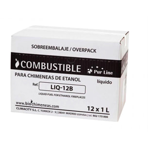 Combustible Etanol de origen natural aroma neutro  Caja 12 Botellas de 1L  BOT-12F PURLINE  W