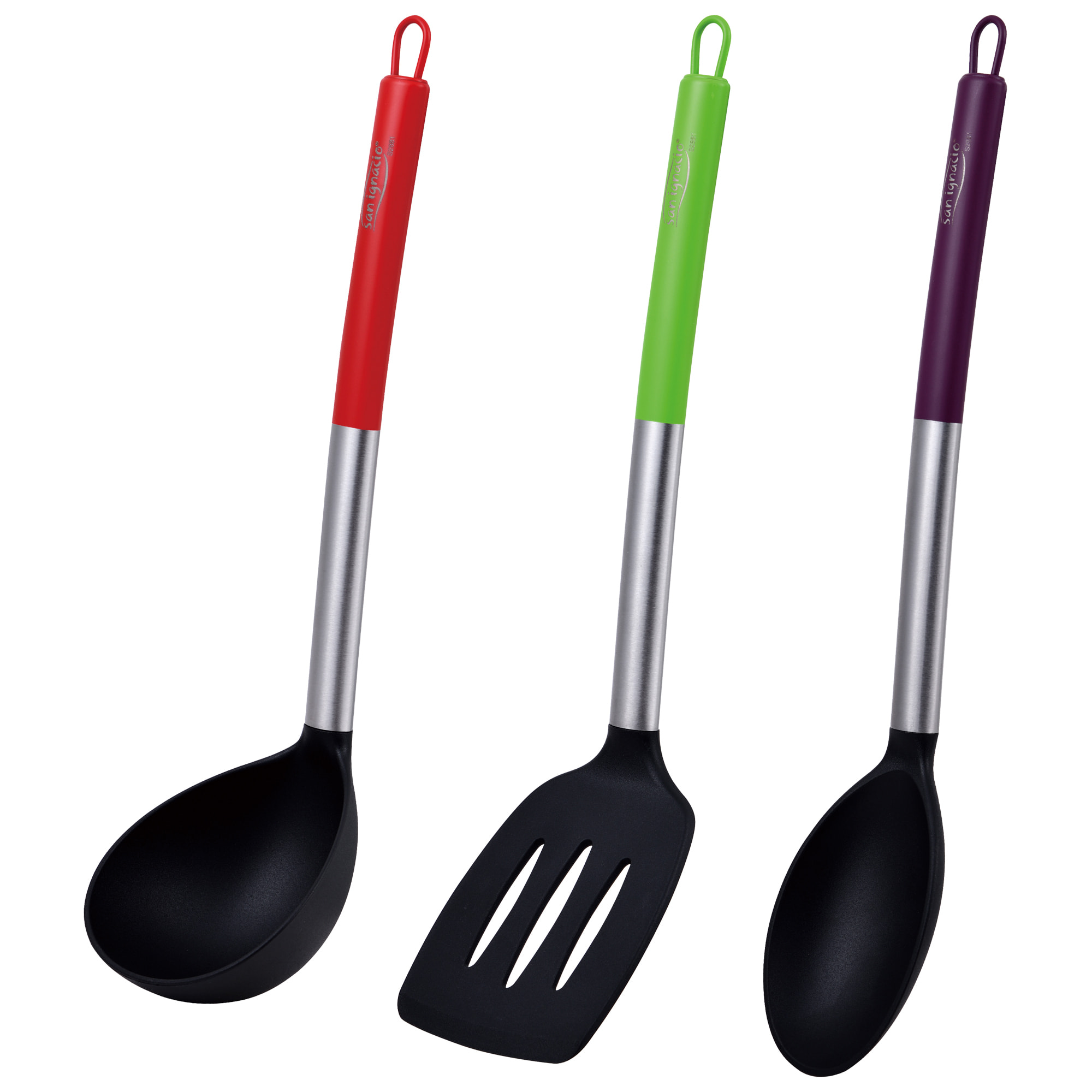 Juego de 3 sartenes (18,22,26 cm) con 3 utensilios de cocina colección Jolie San Ignacio