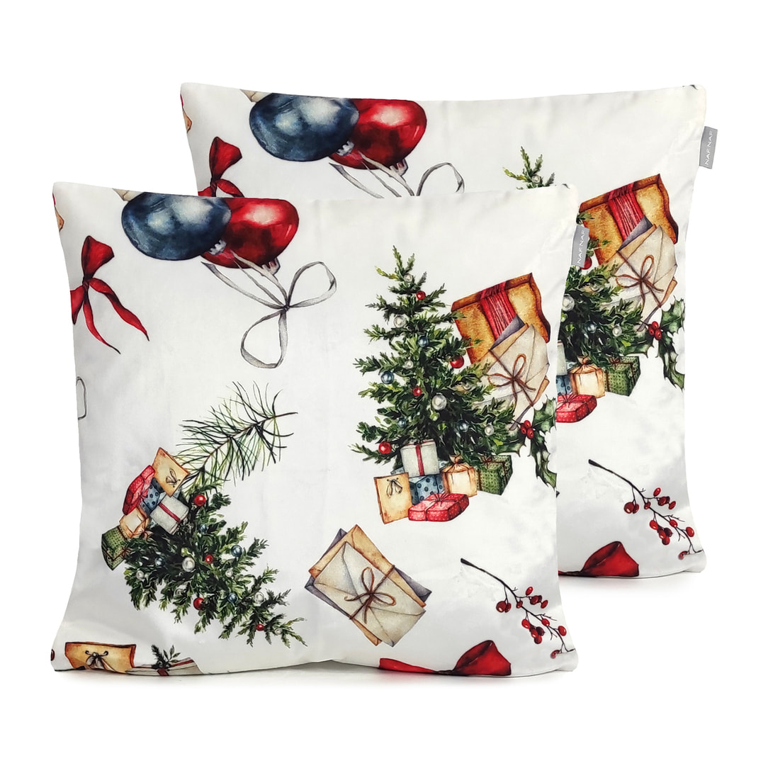 Lot de 2 housses de coussin en velour de Noël PRESENTS 45x45 cm