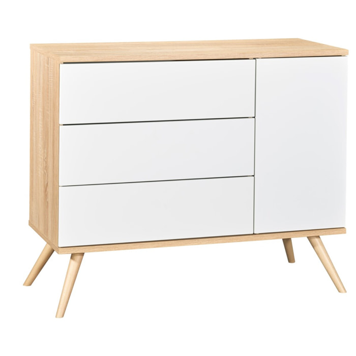 Commode 1 porte 3 tiroirs en bois