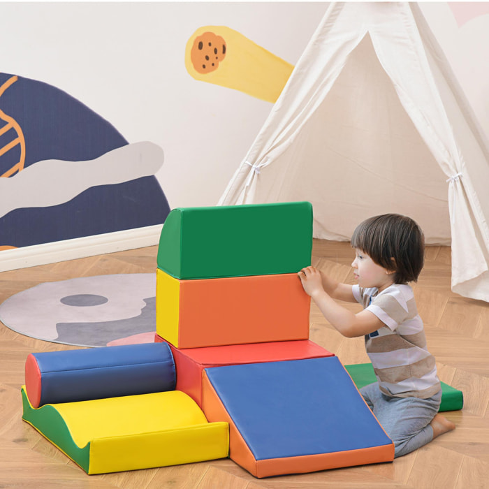 Juego de 7 Bloques de Espuma para Niños de 1-3 Años Bloques Psicomotricidad Figuras de Construcción para Escalar y Gatear 60x40x11 cm Multicolor