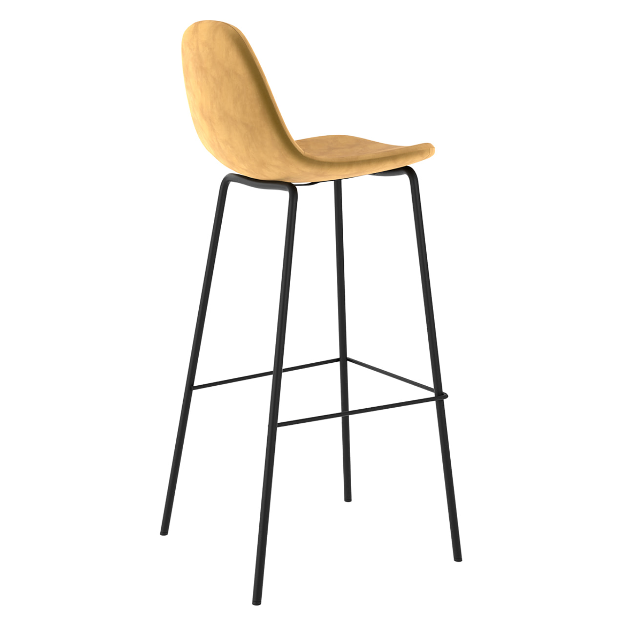 Lot de 2 chaises de bar en velours jaune 75 cm - Henrik