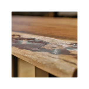 Banc 170 cm en bois d'acacia massif et pieds en métal noir - WOOD