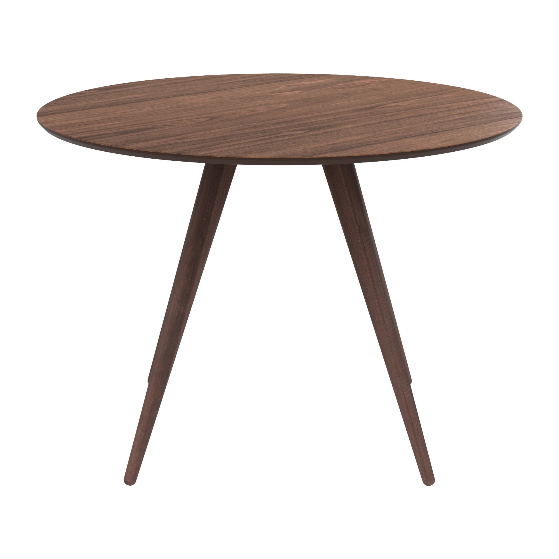Table ronde 4 personnes en bois foncé finition noyer D105 cm - Liwa