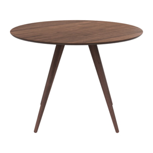 Table ronde 4 personnes en bois foncé finition noyer D105 cm - Liwa