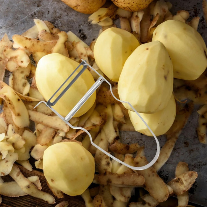 Duo Eplucheur à légumes pendule 19 cm et rasoir à légumes Castor inox 11 cm Fackelmann