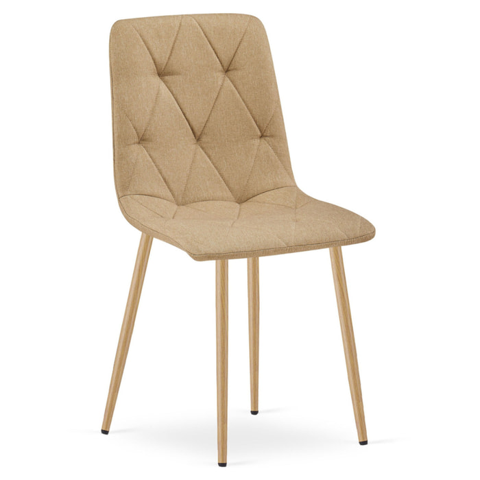 Set di 2 sedie Libra in tessuto beige con gambe effetto legno