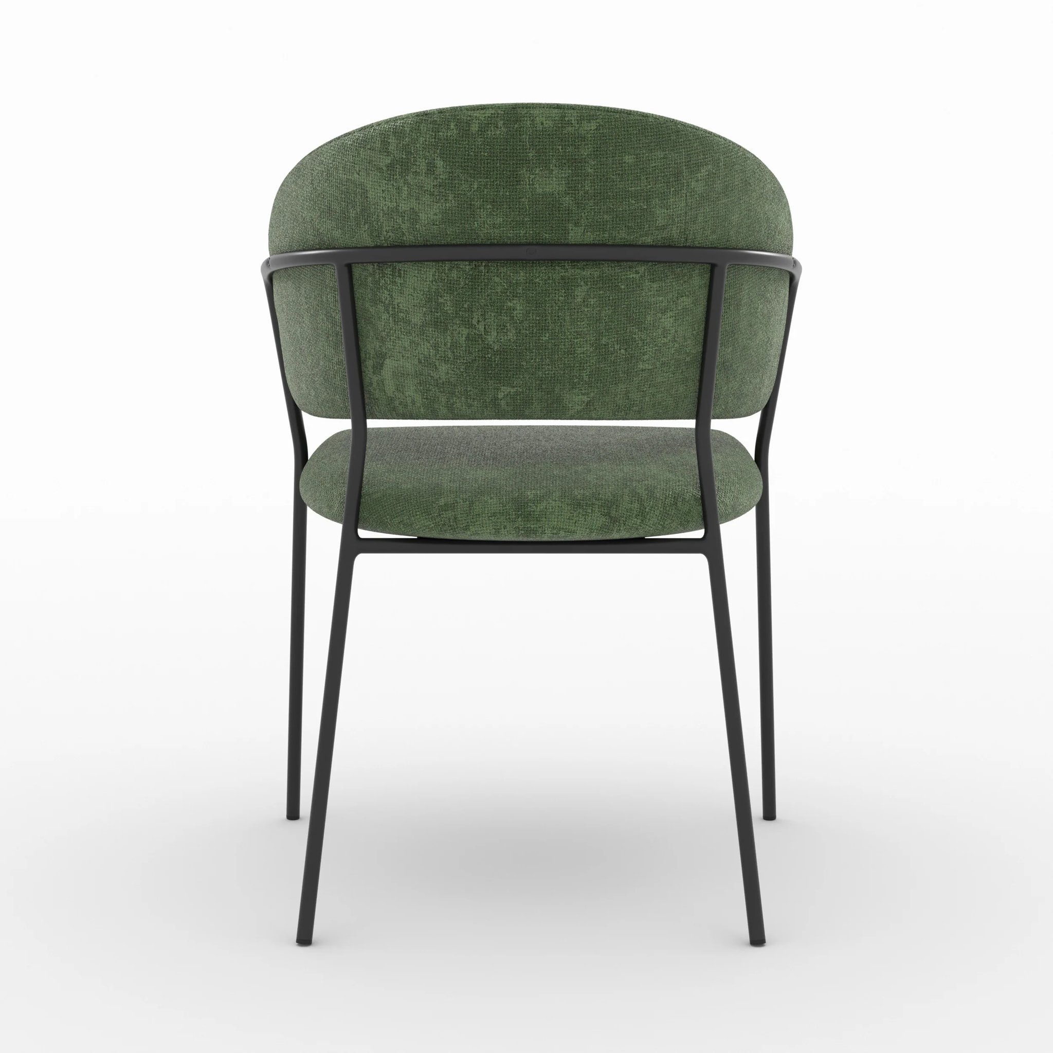Lot de 2 chaises en tissu vert sapin et pieds en métal noir - Amaya