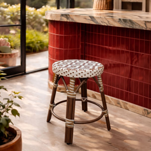 Tabouret bas avec effet rotin tressé beige SCALA