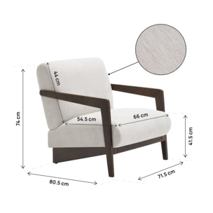Fauteuil intérieur scandinave en bois et tissu "Lena" - Beige
