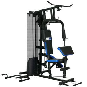 Station de musculation multi-équipement - collaboration Aosom.fr x FFHandball - 10 contrepoids - bleu