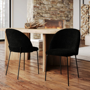 Lot de 2 chaises en tissu bouclette noir - Karl