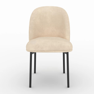 Lot de 2 chaises en tissu beige et pieds métal noir - Noah