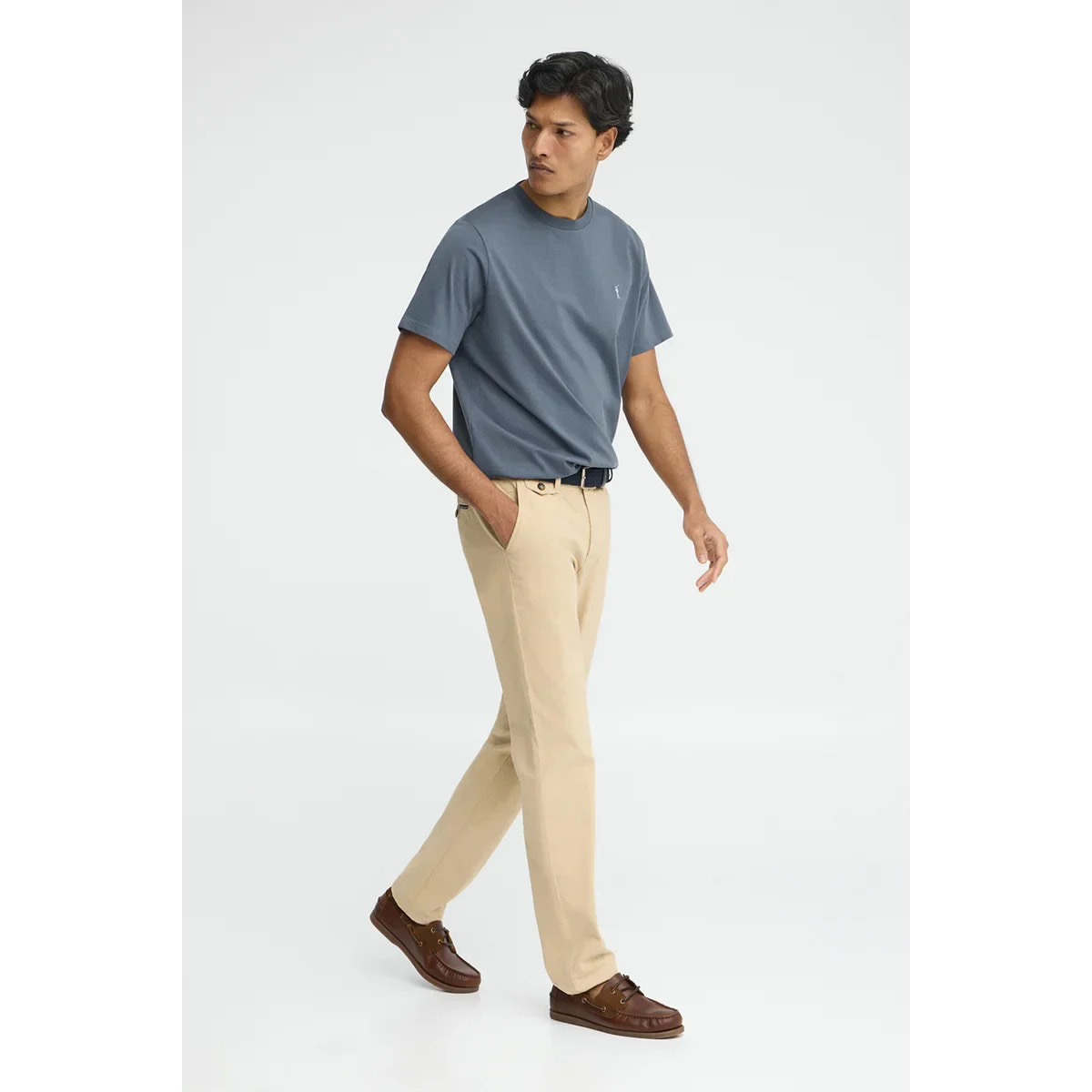 Maglietta blu denim a maniche Corto con ricamo Rigby Go