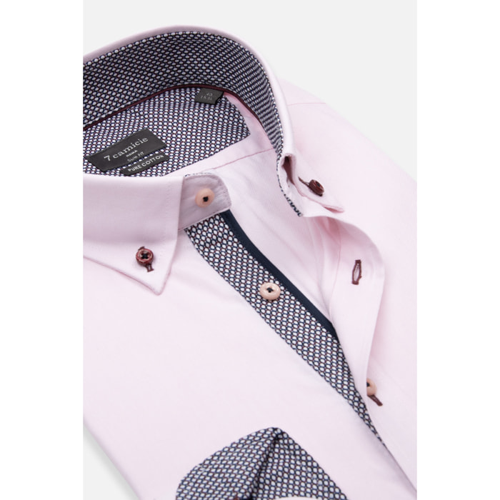 Camicia Uomo Botton Down Slim Oxford unito Rosa