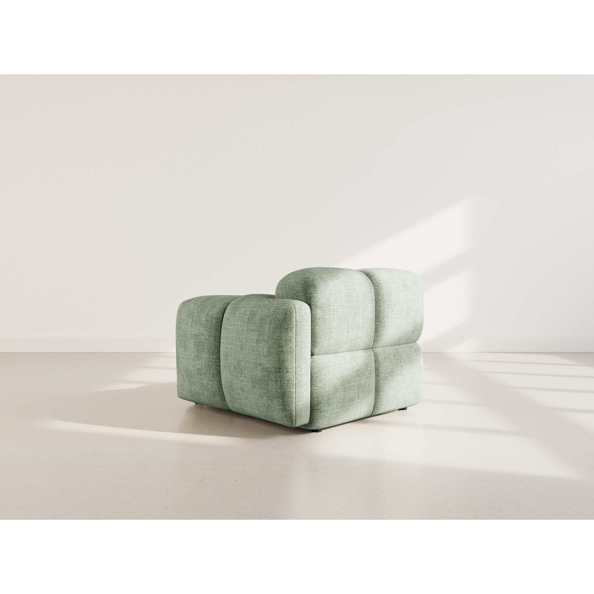 Grace - module d'assise droit en velours texturé - Vert sauge