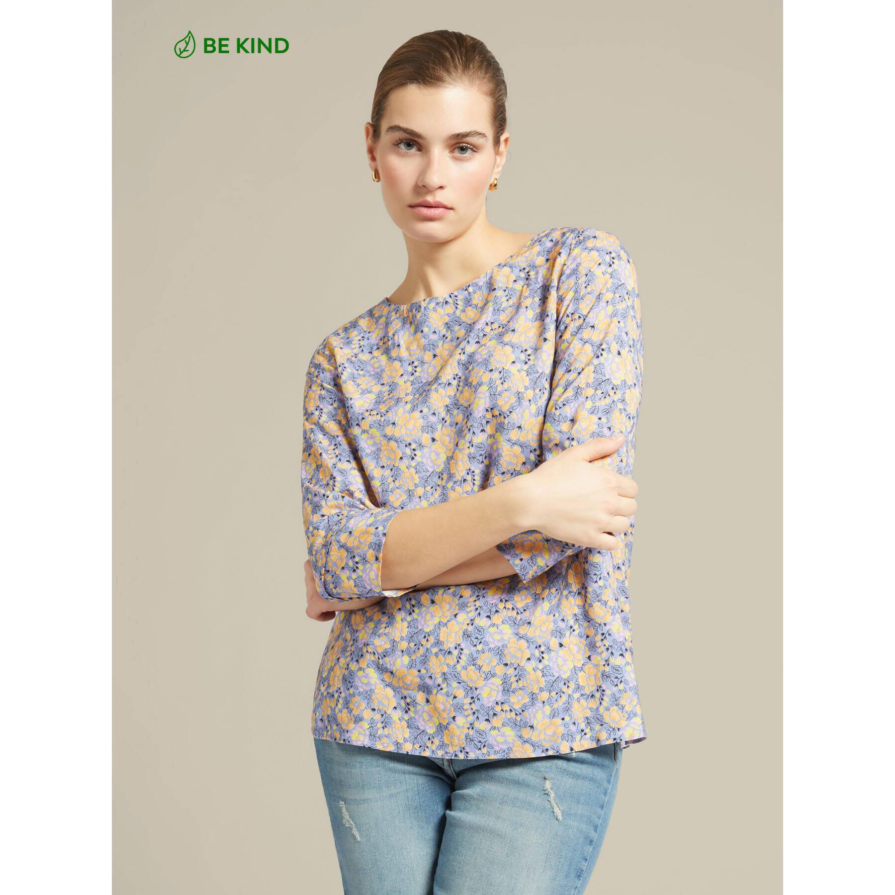 Elena Mirò - Blusa stampata in viscosa ECOVERO™ - Azzurro