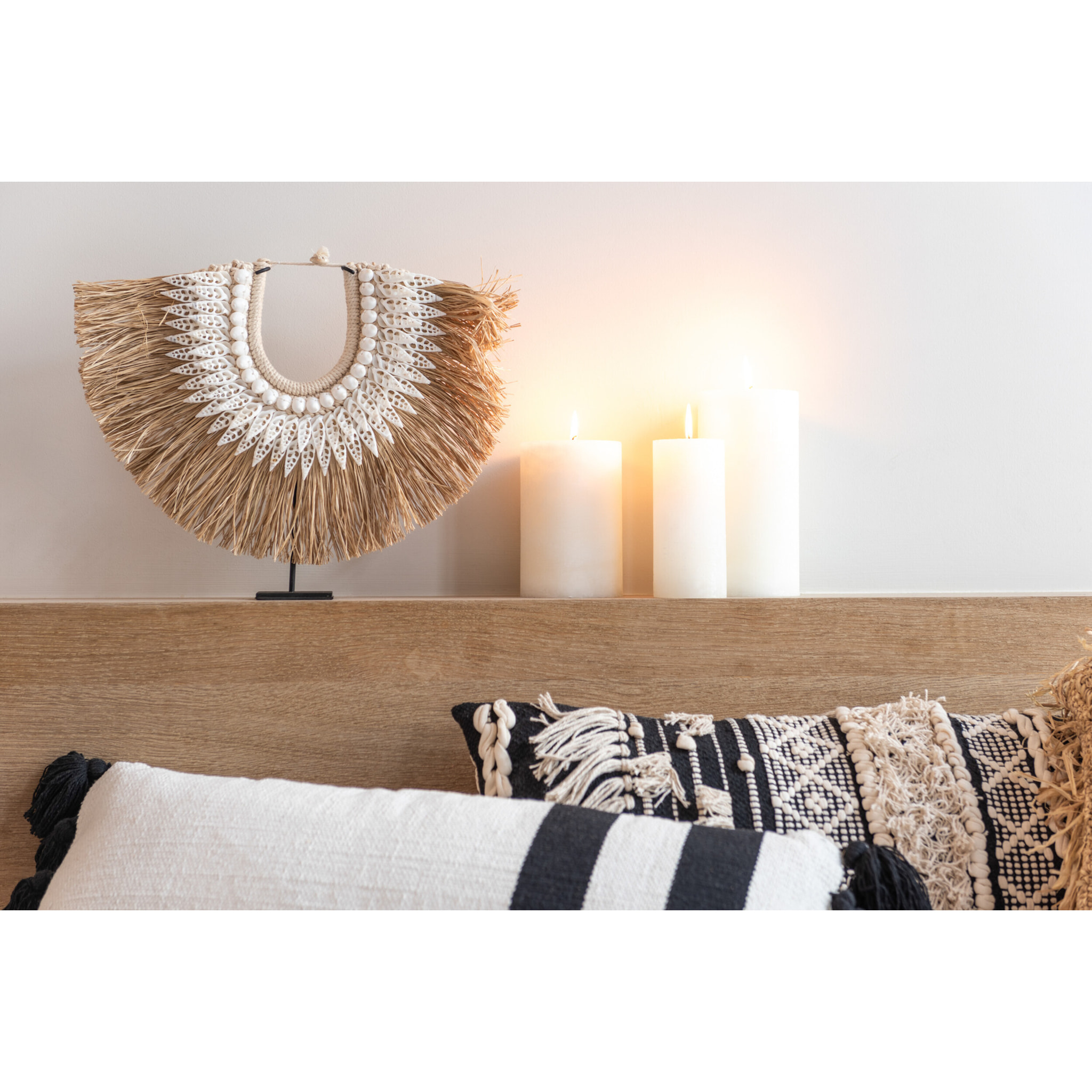 J-Line décoration Collier + Pied Dora - coquillage/bois - blanc - small