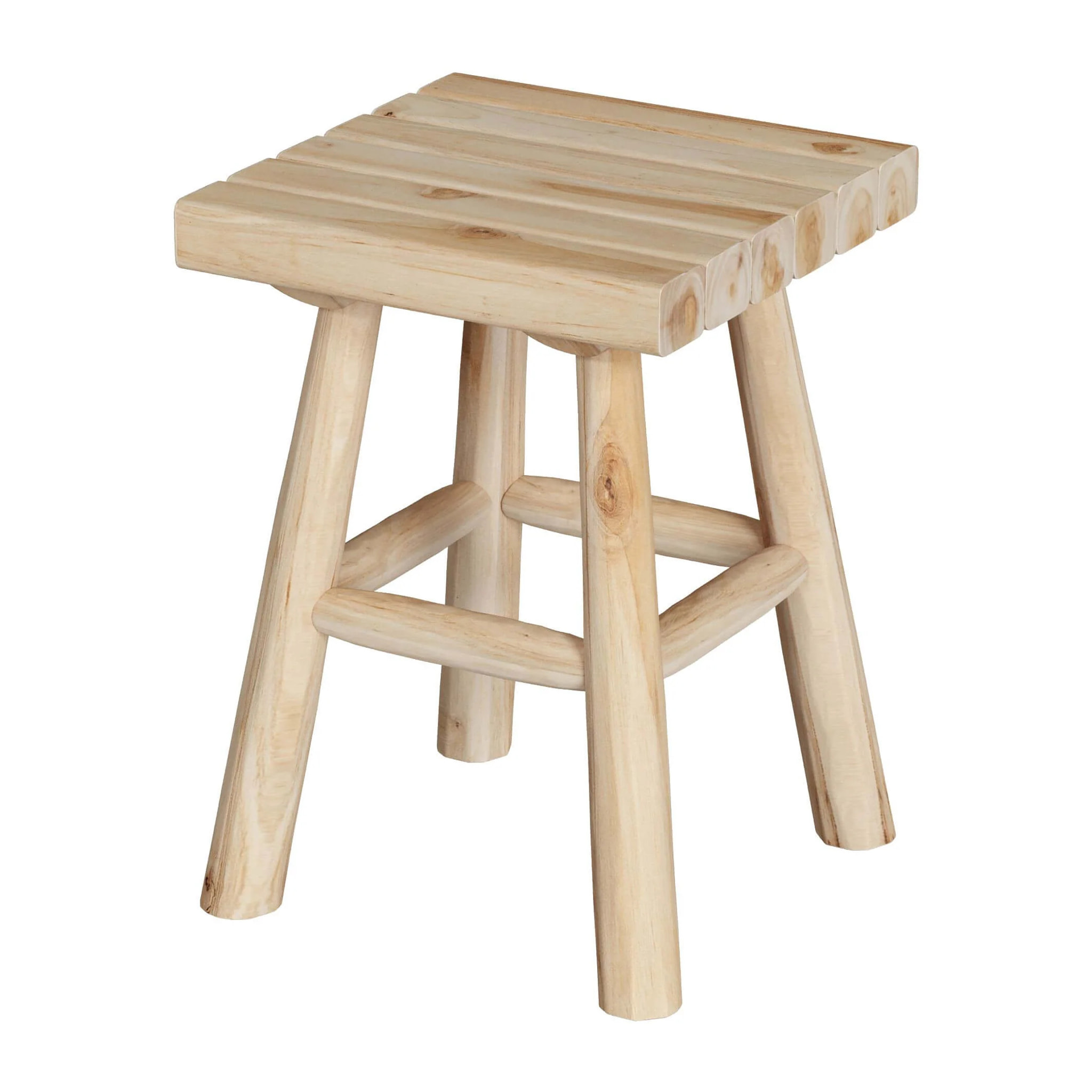 Tabouret de jardin carré en bois de teck brut H40 cm - Makam