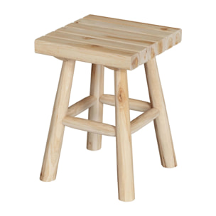 Tabouret de jardin carré en bois de teck brut H40 cm - Makam
