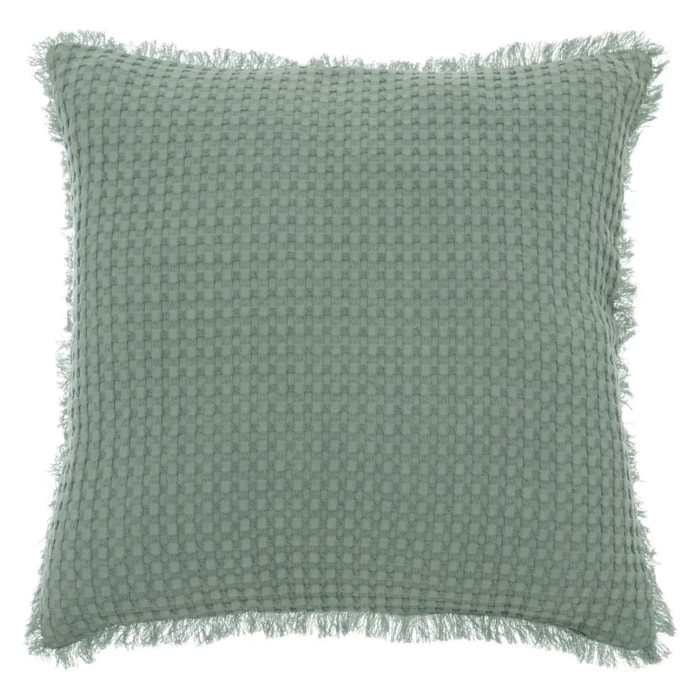 Coussin nid d'abeille "Widdy" 45x45cm vert céladon