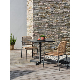 LOUISE - Ensemble repas de jardin 2 places en acier gris anthracite