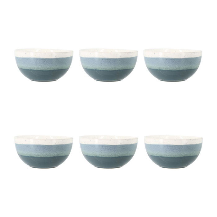 Lot de 6 bols bleus en grès 57cl  RIGA