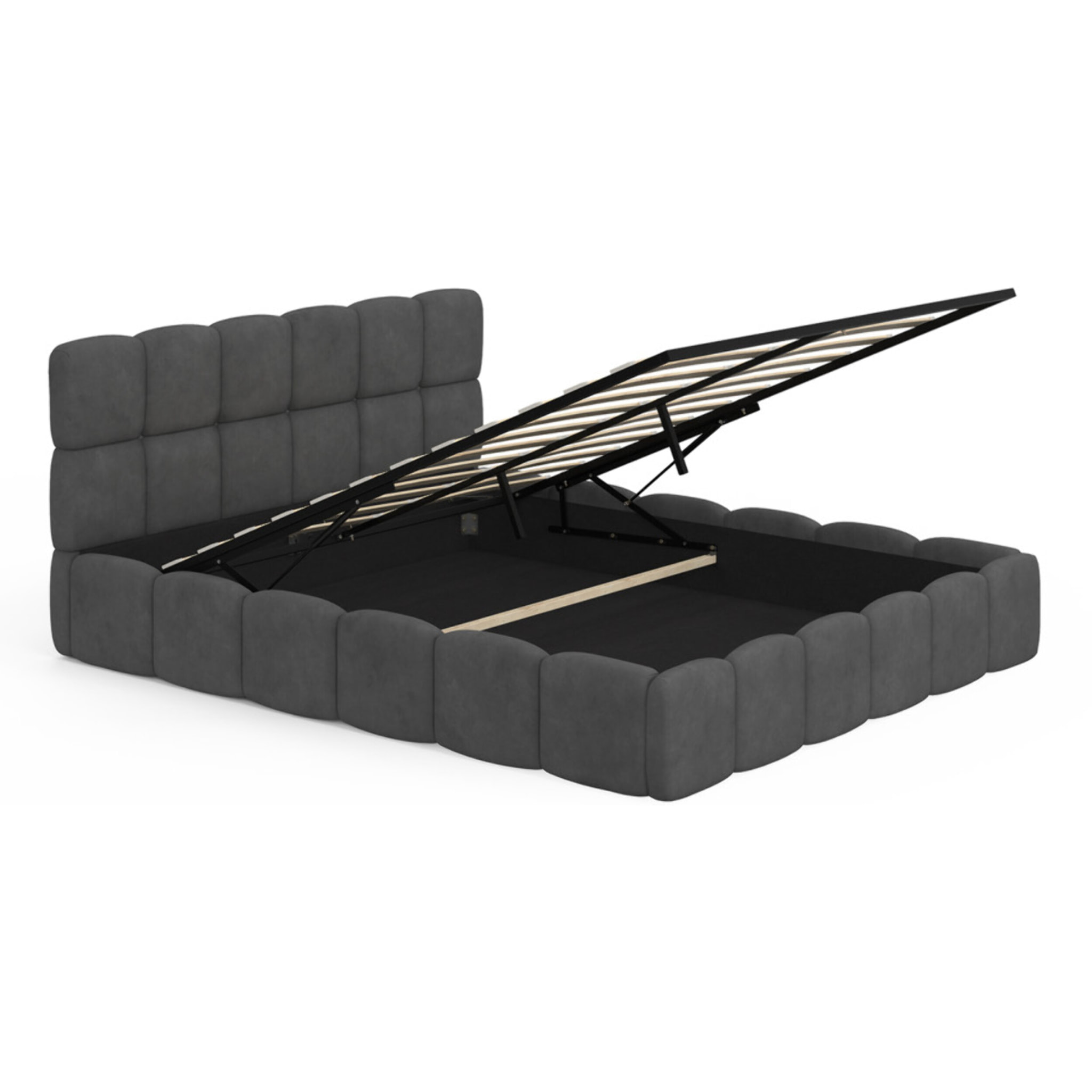 Lit coffre Bubble 160x200cm velours gris