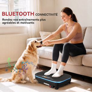 Plateforme vibrante LED Bluetooth 3 prog. 99 vitesses bandes de résistance télécommande