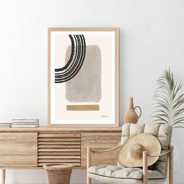 Affiche Collection années 50 Affiche + cadre en bois - Chêne