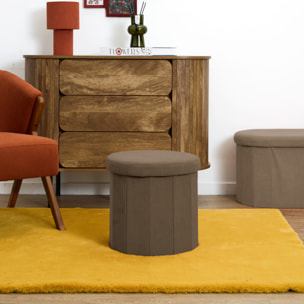Coffre Pouf Pliable - HOME DECO FACTORY - Jules - Côtelé - Taupe