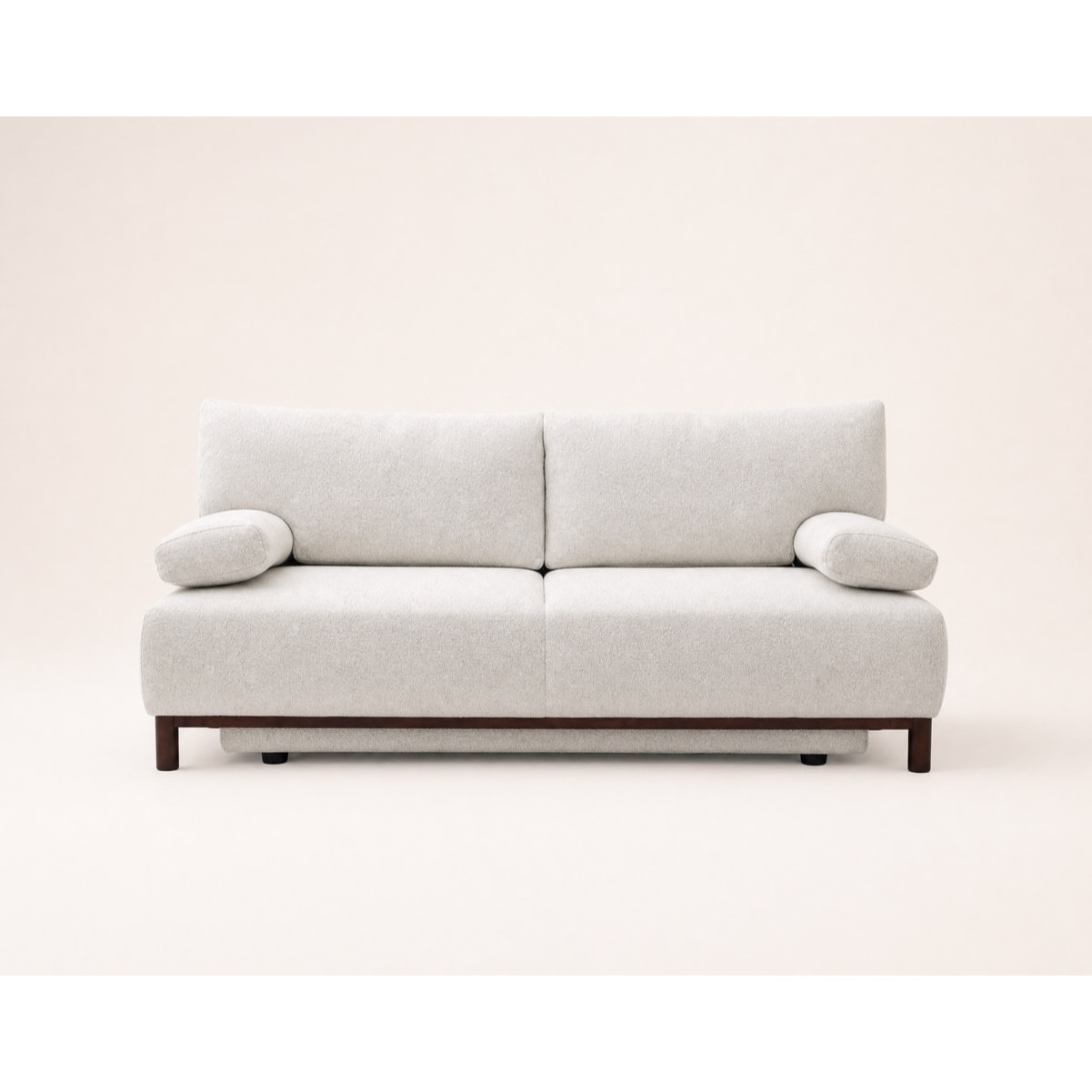 Hortense - Canapé droit 3 places convertible avec coffre en velours texturé - Beige