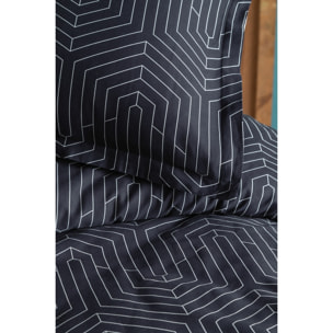 Parure housse de couette 240x220 cm et 2 taies d'oreiller 63x63cm satin de coton imprimé